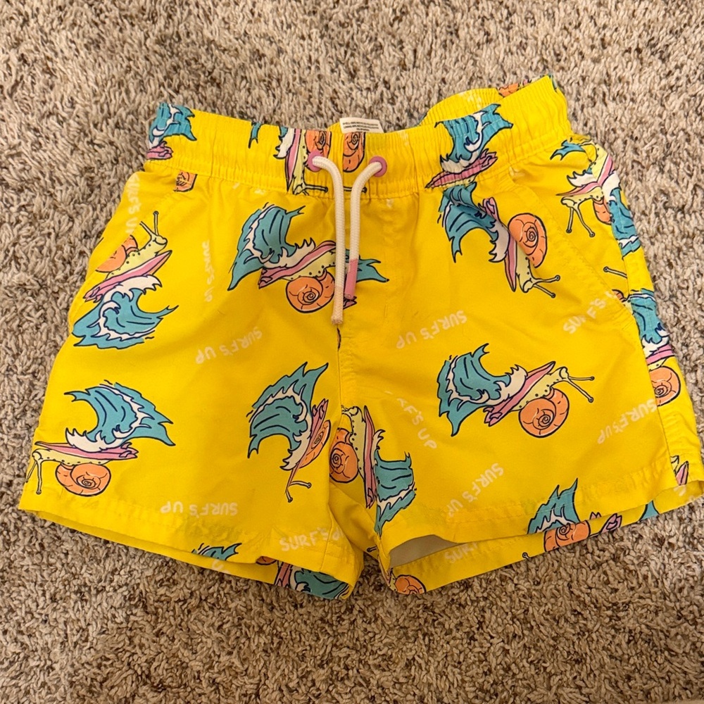 art class Kids Swim Trunks Yellow with Blue and Orange Design